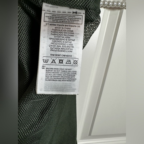 Adidas Dark Green Velour Jacket with White Stripes - Picture 6 of 7